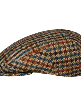 Fine Check Wool Flat Cap by Alfonso D'Este - beige-brown - Size: XL (60-61 cm) - Alfonso D´Este - FashionsVida