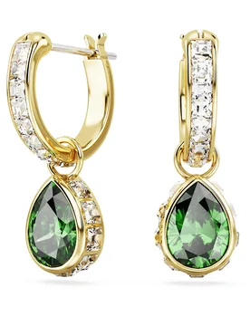 Orecchini pendenti Chroma, Taglio Pear, Verdi, Finitura oro 18K OS - Swarovski - FashionsVida