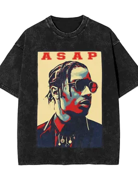 Novelty Asaps Hiphop Music Vintage Washed T Shirt Men's Round Neck Short Sleeve Tops A$AP Cotton Summer TopsTops - Aliexpress - FashionsVida