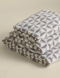 Pure Cotton Geometric Tile Towel Marble
