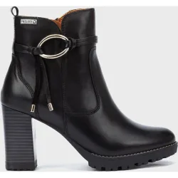 Botines de tacón de mujer de piel con cremallera y tacón bloque