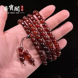Authentic natural full-blooded mountain bracelet with golden armored turtle shell round , abacus beads, and 108 Budd