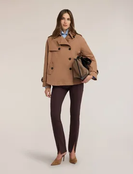 Pantalones de mujer slim en cady con abertura ajuste entallado cierre con cremallera lateral - Motivi - FashionsVida