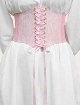 Cinturón de corsé con cordones delanteros, accesorio de San Valentín para vestidos, estilo vaquero/vaquera, país, vintage, color rosa para mujer. - Shein - FashionsVida