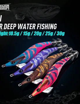 Señuelo de pesca KINGDOM EGI de 10.5g, 15g, 20g, 25g, 30g 1 pieza, diseño luminoso especial de camarón con doble anzuelo de calamar, señuelo artif - Shein - FashionsVida