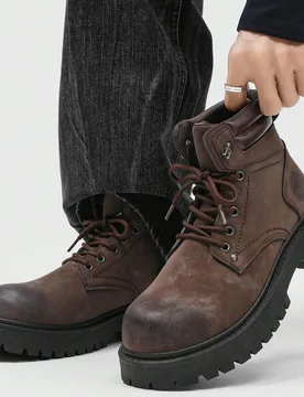 Botas de hombre de moda vintage minimalista casual para exteriores, zapatos de estilo británico de caña alta para jóvenes, adecuados para fiestas, - Shein - FashionsVida