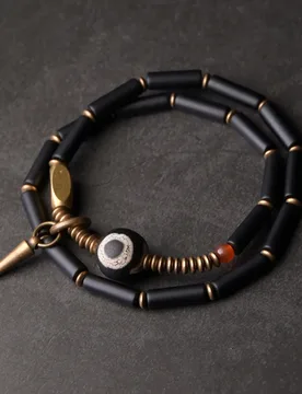 Tibetan Beads Black Agate Bracelet Vintage Processed Copper Vajar Zen Healing Jewelry Protective Accessories Men Women - Aliexpress - FashionsVida