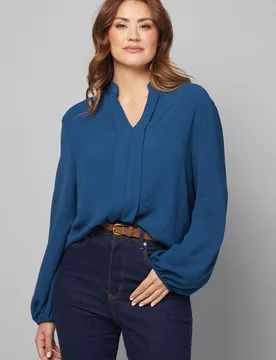 Womens Collarless Woven Blouse - Teal - Size 16 Uk - Wallis - FashionsVida