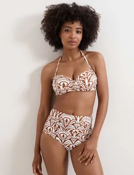 Printed Bandeau Bikini Top Brown Mix female - Phase Eight - FashionsVida