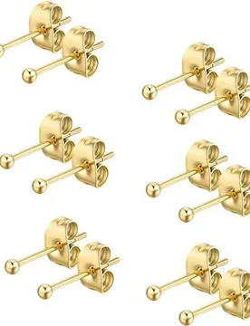 Men Women Stainless Steel Golden-Color Small Balls Stud Earrings Brief Style No Easy Fade Allergy Free - Aliexpress - FashionsVida