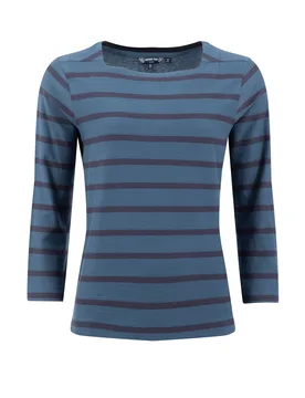 Weird Fish Saffira Cotton Jersey Stripe Top Size 10 - new-arrivals all new-arrivals womens women women all-womens women tshirts-and-tops women tshirts - Ash Blue - FashionsVida