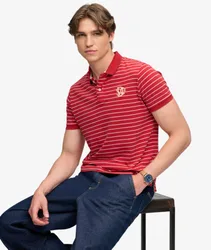 Superdry Herren Vintage Stripe Poloshirt mit Lockerer Passform Red - Größe: Xxl