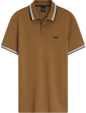 Polo A Maniche Corte Paddy 1021663 Green Medium Brown L - BOSS - FashionsVida