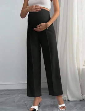 Pantalones de maternidad de campana casuales/de oficina, pantalones de embarazo de cintura alta ajustable y longitud completa XL - Shein - FashionsVida