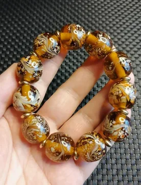 Miscellaneous Antique Vintage Champagne Gold Phoenix Pattern Glass Bead Bracelet Jewelry Gift - Aliexpress - FashionsVida