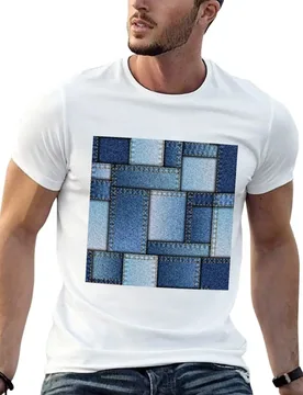Denim patchwork T-Shirt t shirt for man 100 percent cotton graphic t shirts for man funny t shirts cotton T-shirt - Aliexpress - FashionsVida