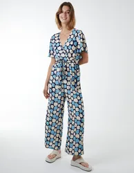 Abstract Honeycomb Cross Over Jumpsuit - S / BLUE - female