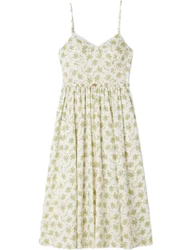 Vestido largo floreado con tirantes efecto corsé 100% algodón - sandro - FashionsVida