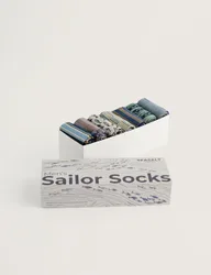 Pack Striped & Fish Socks Gift Box Blue Mix male