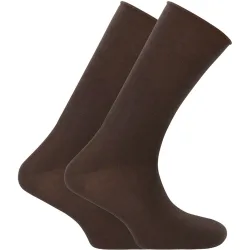 Pack de 2 pares de calcetines en algodón de hombre cortos con puño roulé en color marrón