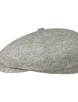 Hatteras Harton Sustainable Flat Cap by - white-grey - Size: L (58-59 cm) - Stetson - FashionsVida