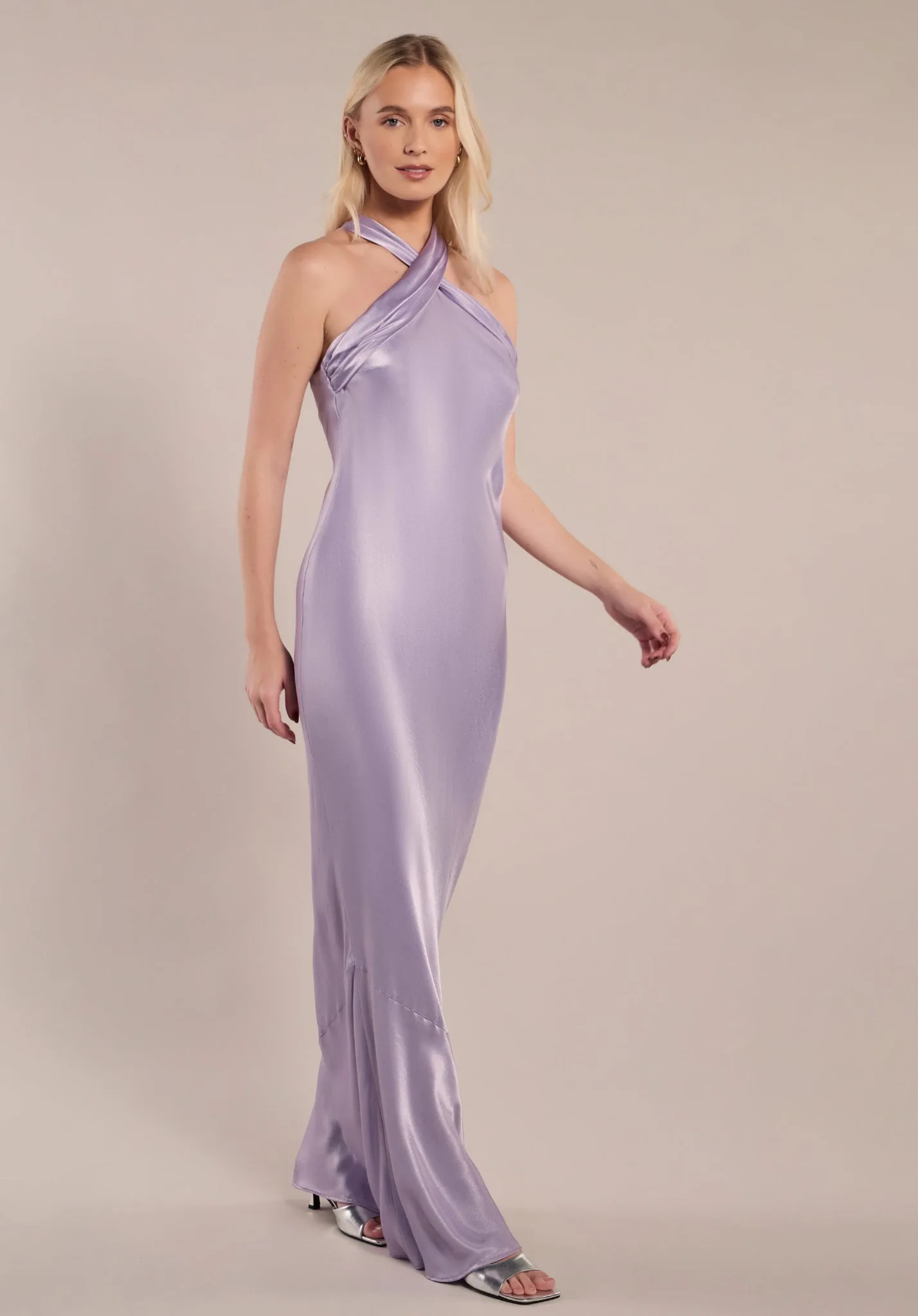 Roma Dress in Lilac Satin - 8 - Rewritten - FashionsVida