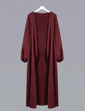 Abaya túnica larga de manga larga para mujer, color rojo burdeos otoñal, casual, versátil y modesta, para viajes, uso diario, salidas y trabajo, ap - Shein - FashionsVida
