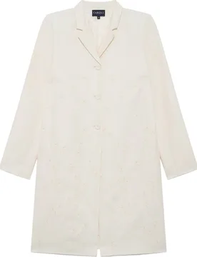 Abrigo de mujer con micro bordados en lino - Caroll - FashionsVida