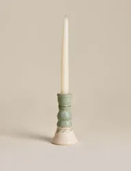 Rounded Dinner Candle Holder Green