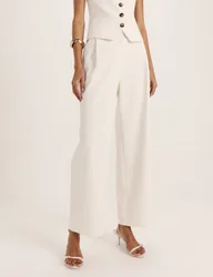 High Waist Straight Leg Trousers White female