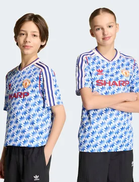 Manchester United x Kids Bringback 90/92 Away Jersey Blue 15-16Y - Adidas - FashionsVida