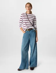 Pure Cotton Striped Top Burgundy Mix female