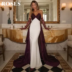 ROSES Burgundy and White Formal Gown Sweetheart Prom Dresses Beading On Chest Evening Dress Wrap Hips Modern Style Customized