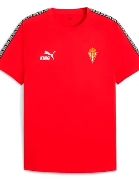 T-shirt à Manches Courtes Sporting Gijón Teamking Red / White S - Puma - FashionsVida