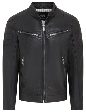 Mens Black Modern Classic Quilted Biker Jacket - Derry Lamb Leather - Size Medium - Infinity Leather - FashionsVida