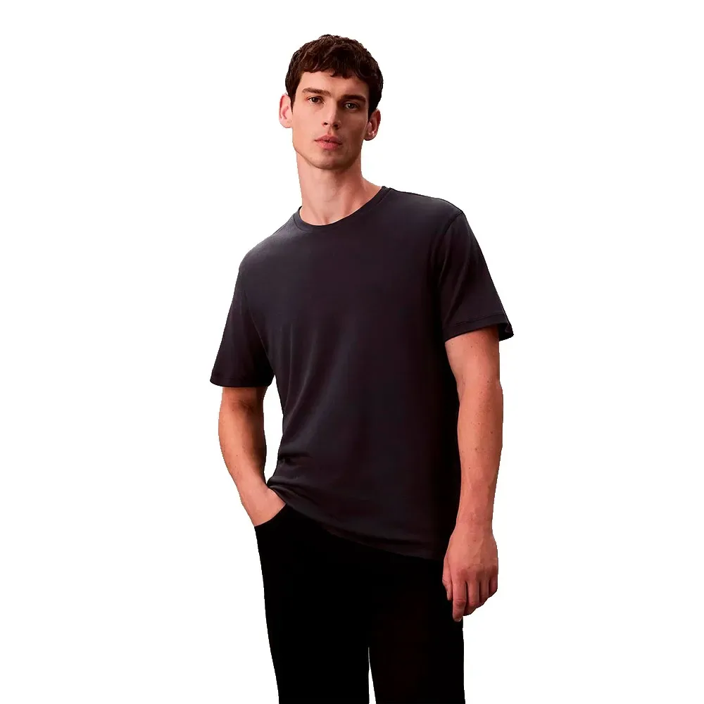Maglietta A Maniche Corte Supima Interlock Solid Dark Sapphire M - Calvin Klein - FashionsVida