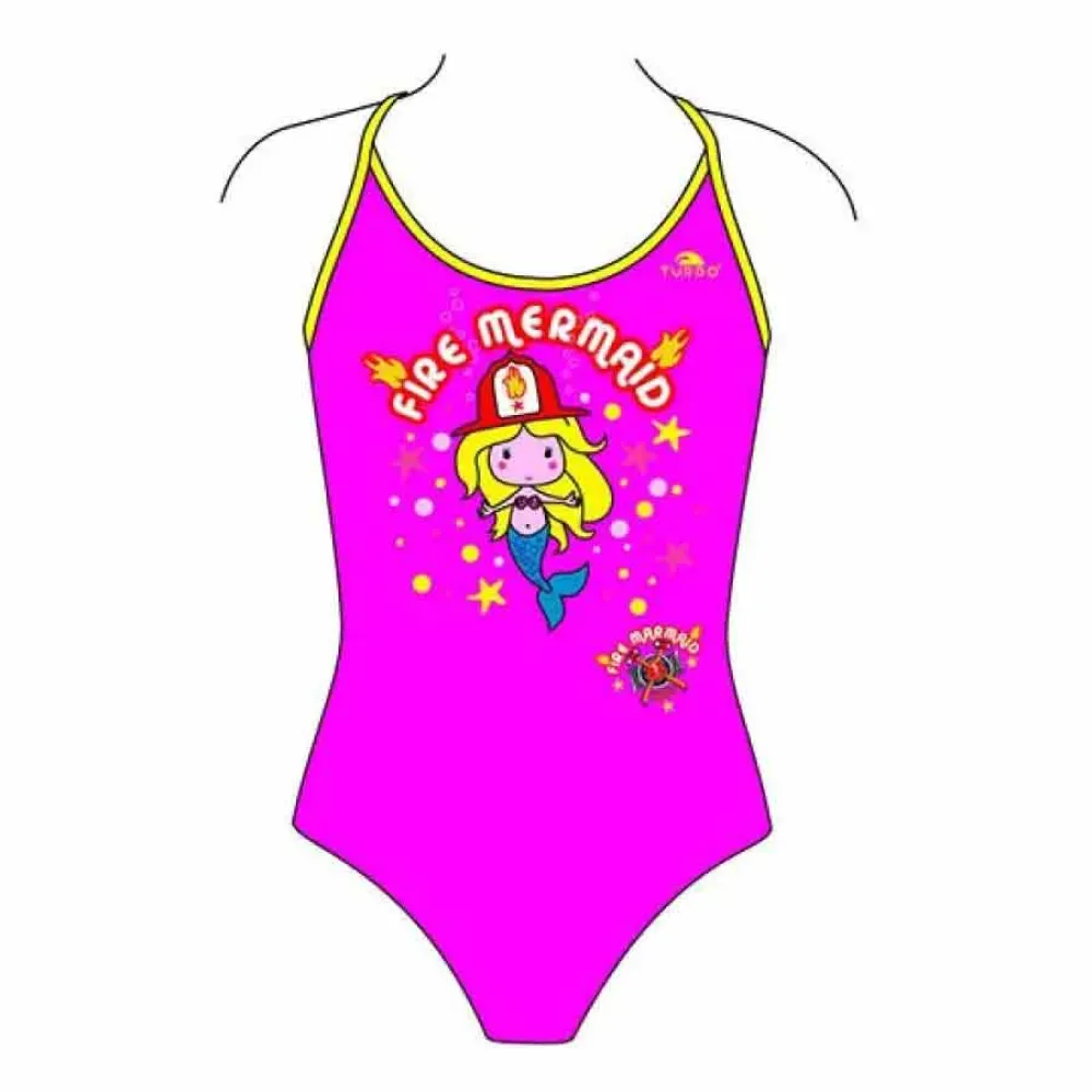 Firemer Maid Thin Strap Swimsuit Pink 9-10 Years Girls - TURBO - FashionsVida