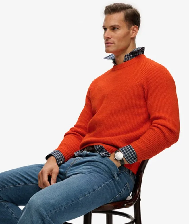 Superdry Herren Grober Raglan-pullover Orange - Größe: L - 74.99 - FashionsVida