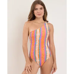 Bañador asimétrico de mujer estampado con relleno