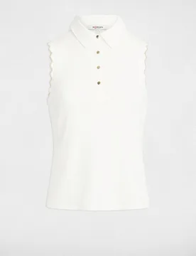 Top de mujer sin mangas con cuello polo - Morgan - FashionsVida