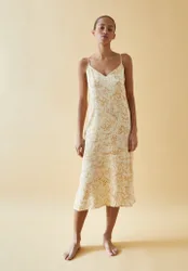 Rosie V-Neck Horoscope Print Nightie In Cream - S