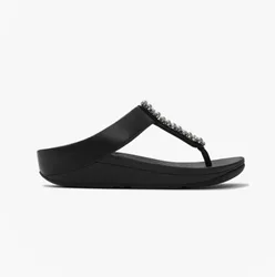Fino Pearls And Crystal Womens Toe-Post Sandals Black - Size Uk 8