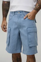 Herren Weite Nadelstreifen-Cargohose Mit Abtrennfunktion Blue Größe 32