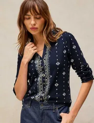 Pure Cotton Printed Collared Shirt Navy Mix female