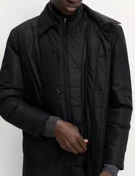 Shirt Collar Mac with Removable Bib Black male - M&S - FashionsVida