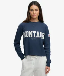 Superdry Damen Athletic Essential Langarm-oberteil mit Grafik Navy - Größe: 38