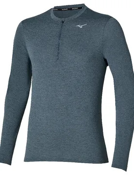 Maglietta A Manica Larga Con Mezza Cerniera Core Impulse Dark Slate S - Mizuno - FashionsVida