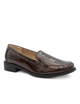 Women's Smart Block Heel Moccasins in Brown Size: 3 - Brown - Size: 3 - Pavers - FashionsVida