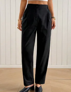 Pantalones rectos de cintura alta en color negro M - Shein - FashionsVida