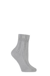 Pair Silver Angora Bed Socks Ladies 2.5-5 Ladies - - Grey - Size: Small